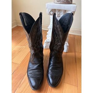 Classic Black Leather Cowboy Boots - Western Style Code West